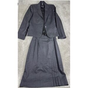 Peabody House International Wool Skirt Suit Gray Pinstripe Vintage Size 9/10